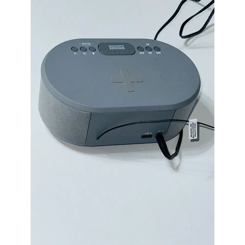 i-Box Dawn Bedside Alarm Clock w Wireless Charging Gray Charging Cable Tested
